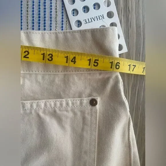 KHAITE Aiden Jean Womens Size 31 Ivory Rigid Pockets High Waist Cotton NWT - Picture 14 of 16